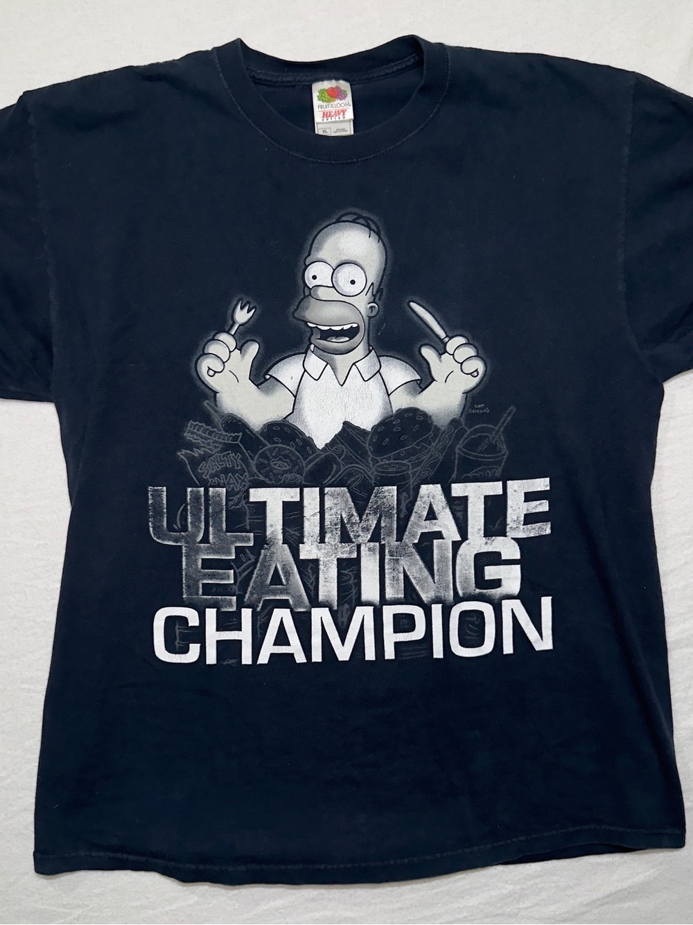 Fruit of the Loom Black vintage Simpsons 'Ultimate Eating Champion' Graphic Tee